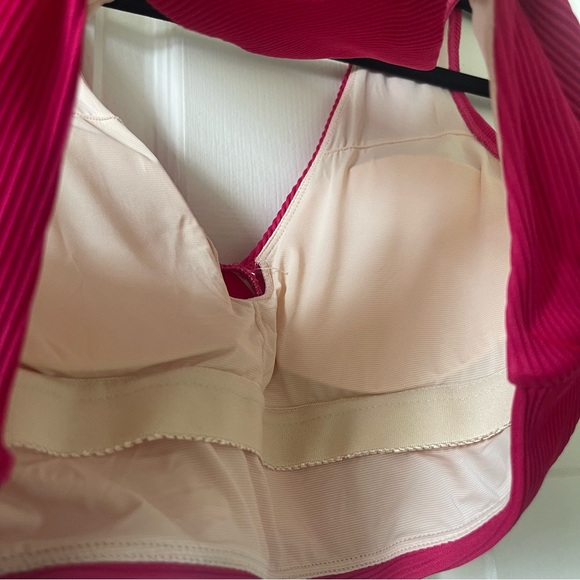 Nanni Swimwear Textured Berry Switch V Crop Swimsuit Top Berry Pink Color Size M - Picture 4 of 10